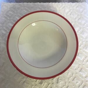 Four Williams-Sonoma Brasserie White with Red Trim.